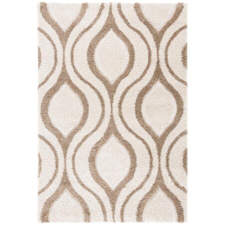 Safavieh 4 x 6 ft. Shag Power Loomed Rectangle Area Rug; Ivory & Beige SG461-1213-4